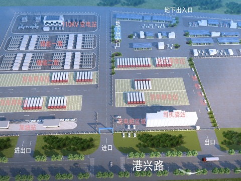  露天停车场 室外停车场3d模型 