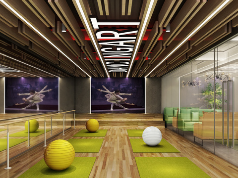  现代瑜伽室3d模型 
