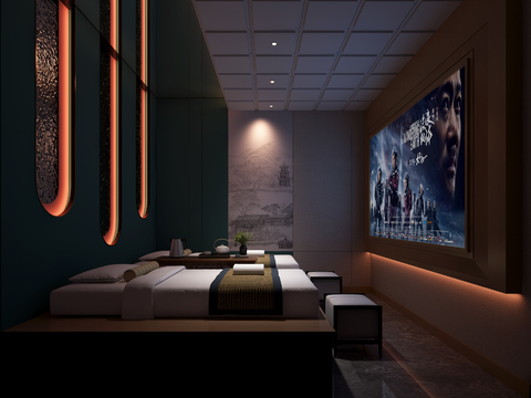  新中式 足浴包间3d模型 