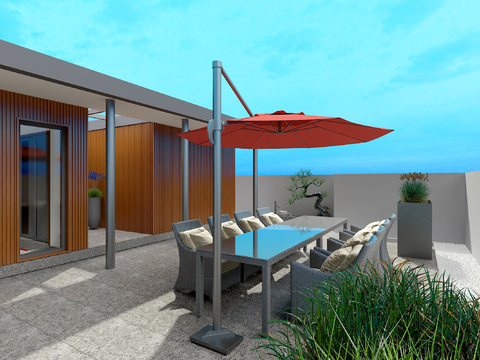  现代阳台 露台 屋顶花园3d模型 