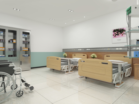  现代医院 病房3d模型 