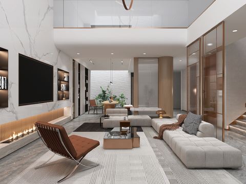  别墅客厅 地下室3d模型 