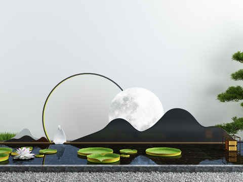  水景小品 荷花池 山水景观3d模型 