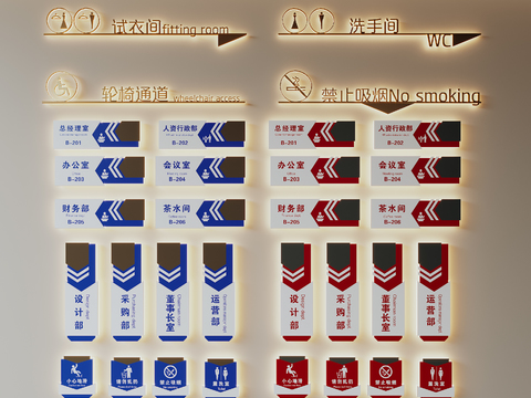  办公室指引牌 门牌 导向牌 指示牌3d模型 