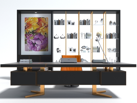  大班台 办公桌 展柜 班台桌3d模型 