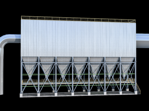  现代 脱硫除尘器3d模型 