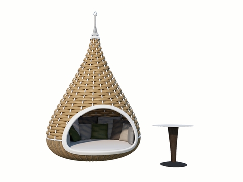  dedon 藤编吊椅 鸟笼吊椅3d模型 