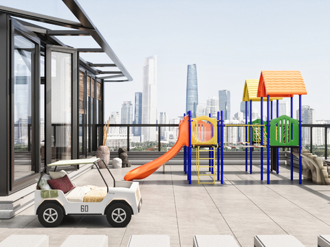 屋顶花园 儿童阳光房3d模型 