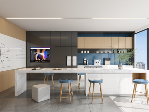  现代休闲区 茶水间3d模型 