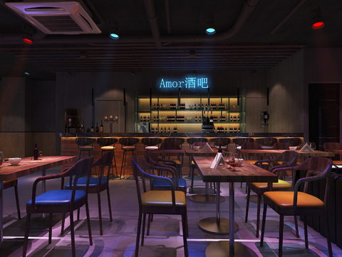  工业风酒吧 酒馆3d模型 