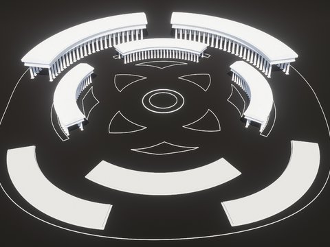  欧式广场廊架3d模型 