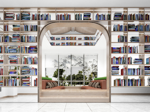  图书馆 阅览室3d模型 