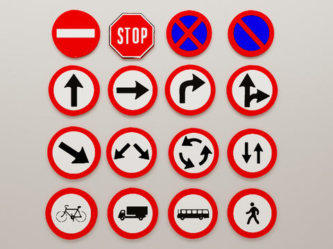  交通指示牌 标识牌 禁止牌3d模型 