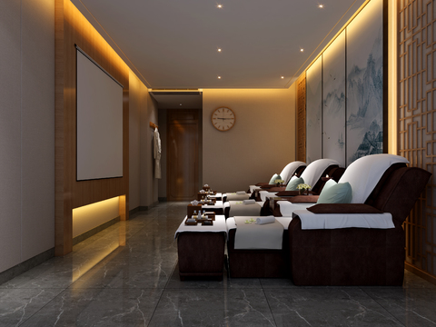  新中式足浴包间3d模型 