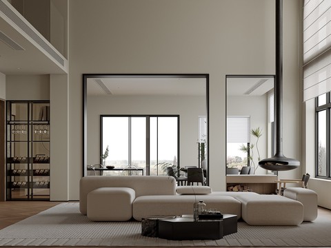  现代别墅客厅 别墅大堂3d模型 