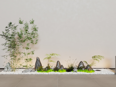  新中式假山景观 石头小景3d模型 