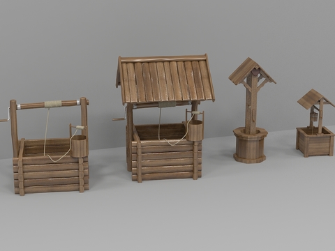  新中式古井 水井3d模型 