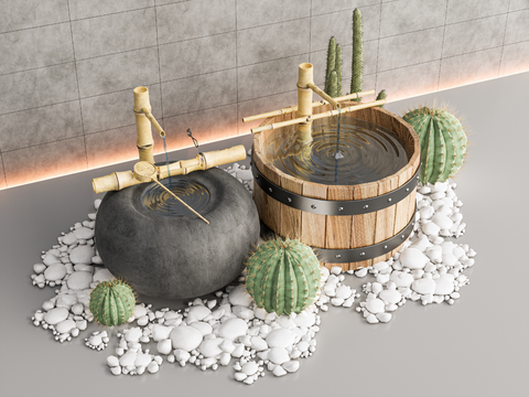  新中式庭院小品 流水小品3d模型 