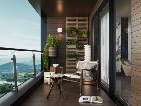  休闲阳台 露台3d模型 