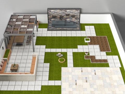  庭院景观 庭院园林3d模型 