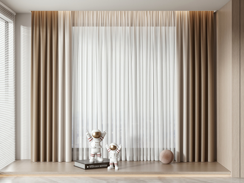 素色窗帘 窗纱3d模型