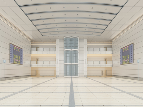  办公室内大堂3d模型 