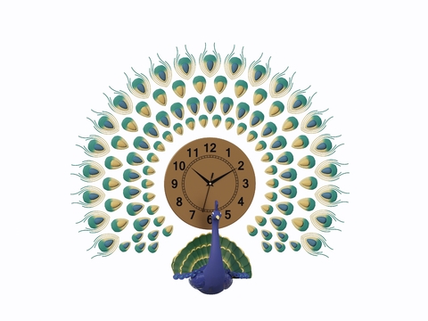  时尚钟表 挂钟 时钟 孔雀墙饰3d模型 