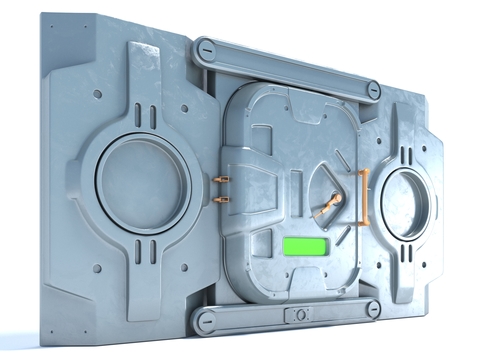  科幻太空舱  大门3d模型 