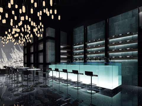  现代酒吧3d模型 