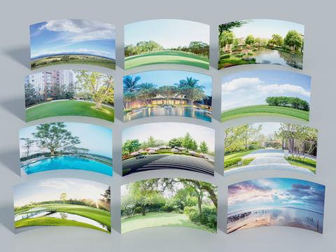  现代小区外景 园林景观外景3d模型 