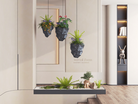  入户玄关景观  室内造景3d模型 