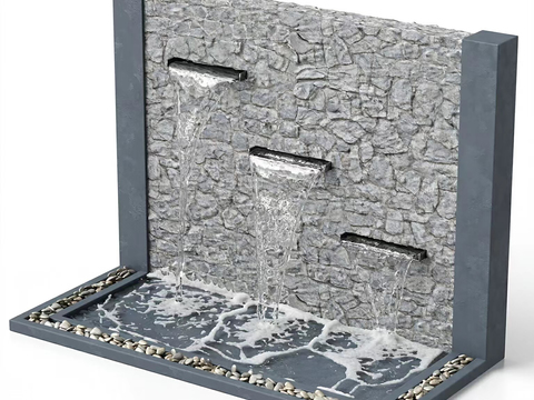  瀑布墙 水池3d模型 