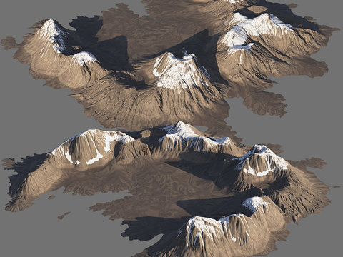  山脉雪山 山地地形3d模型 
