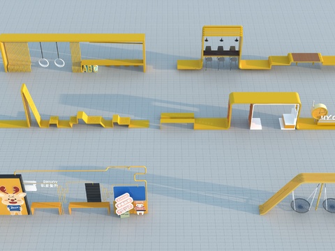  商业景观座椅  儿童互动构架3d模型 