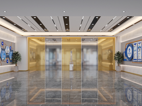  现代电梯间 电梯厅 3d模型 