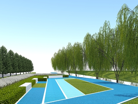  园林广场 长条座椅3d模型 