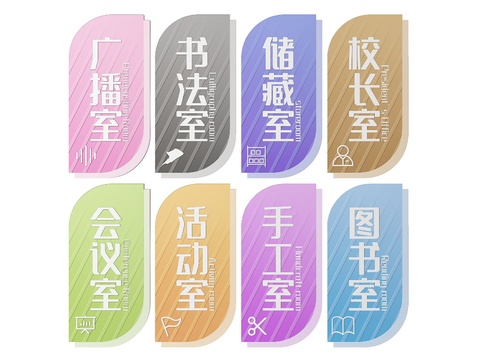  学校指示牌 标识牌 导视牌 学校门牌 科室牌3d模型 