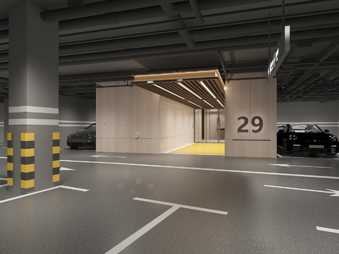 地下停车场 车库3d模型 