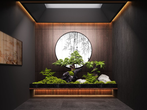  新中式 室内景观造景 景观小品3d模型 