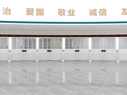  医院大厅 收费处 窗口3d模型 