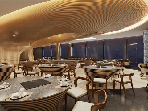  酒店餐厅 西餐厅3d模型 