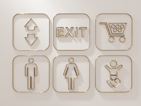  卫生间标识牌 导示牌 指示牌3d模型 