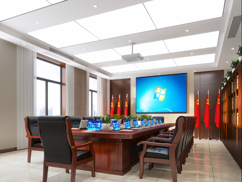  党建会议室3d模型 