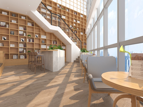  北欧图书馆 书店3d模型 