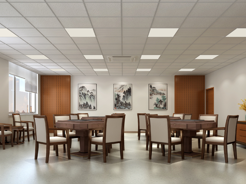  新中式棋牌室3d模型 