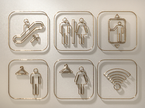  卫生间标识牌 导示牌 指示牌3d模型 