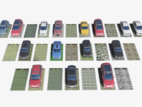  现代停车场 停车位3d模型 