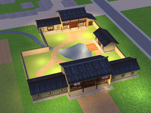  新中式四合院 乡村院落3d模型 