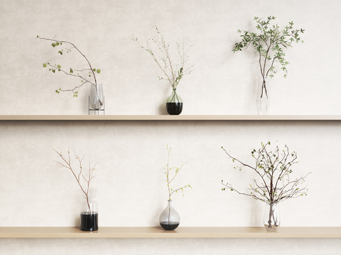  水生植物 玻璃花瓶3d模型 