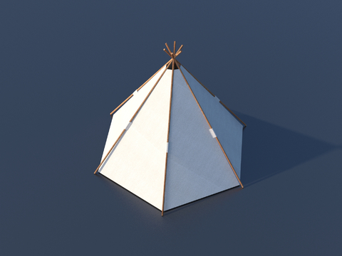  木质帐篷 露营帐篷3d模型 